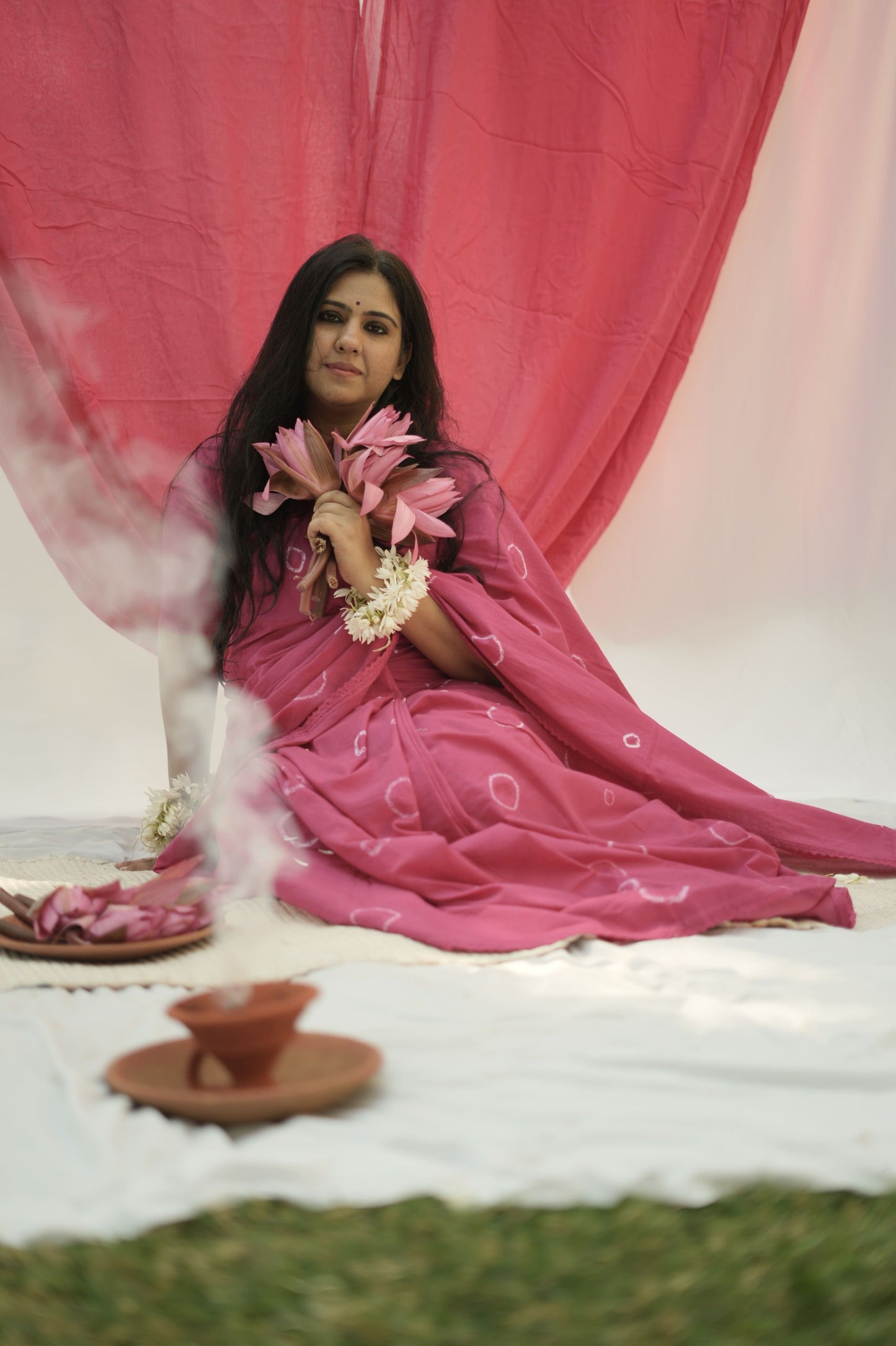 Pink Tie and Dye Saree