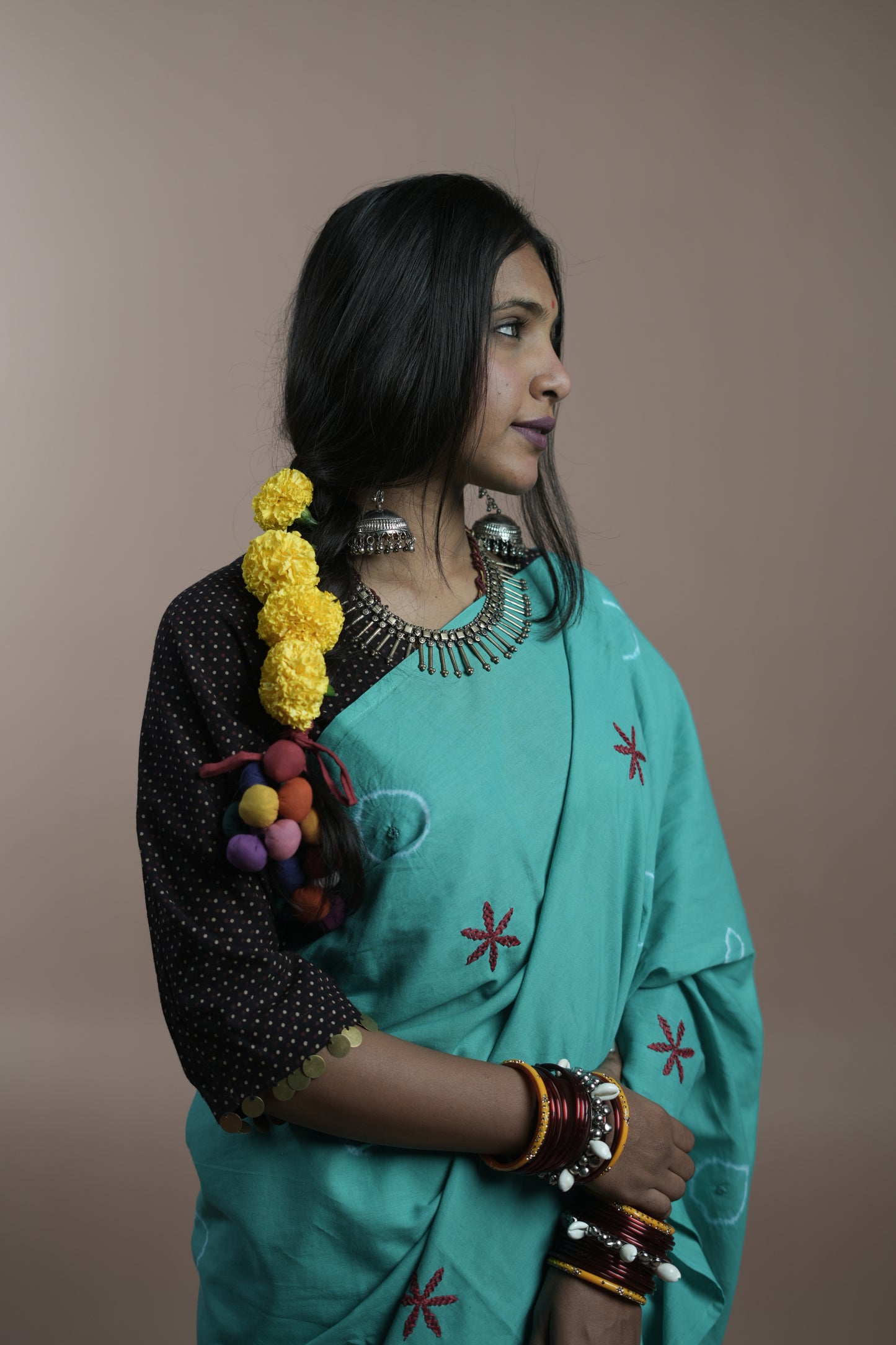 Turquoise Tie and Dye Saree