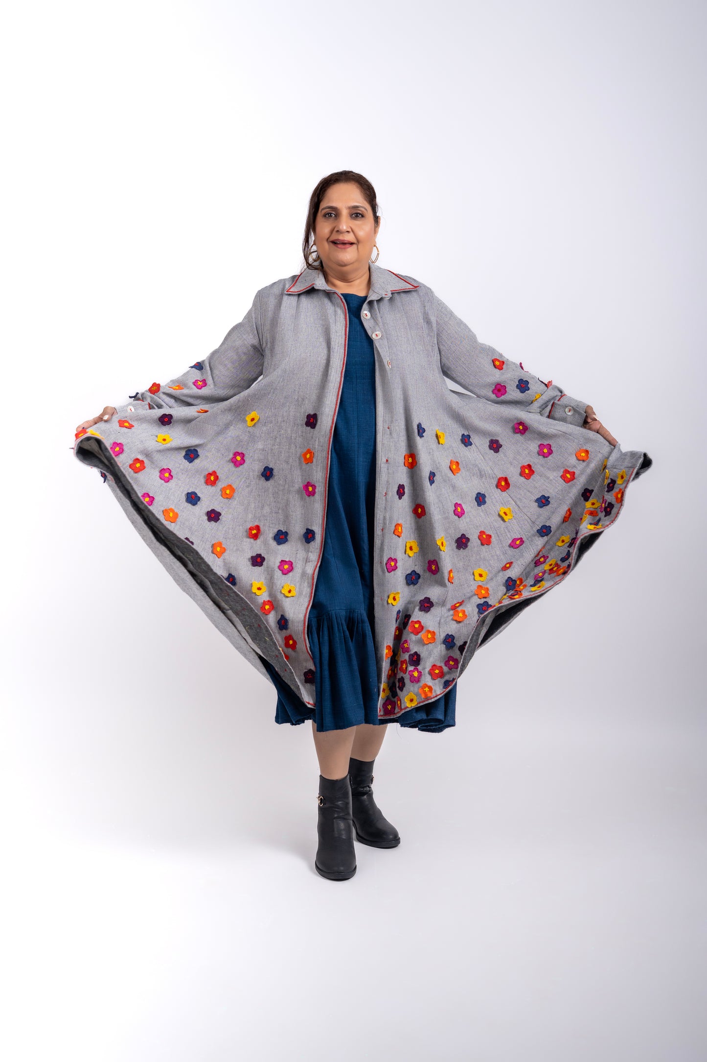 Indigo Bloom Shirt Dress