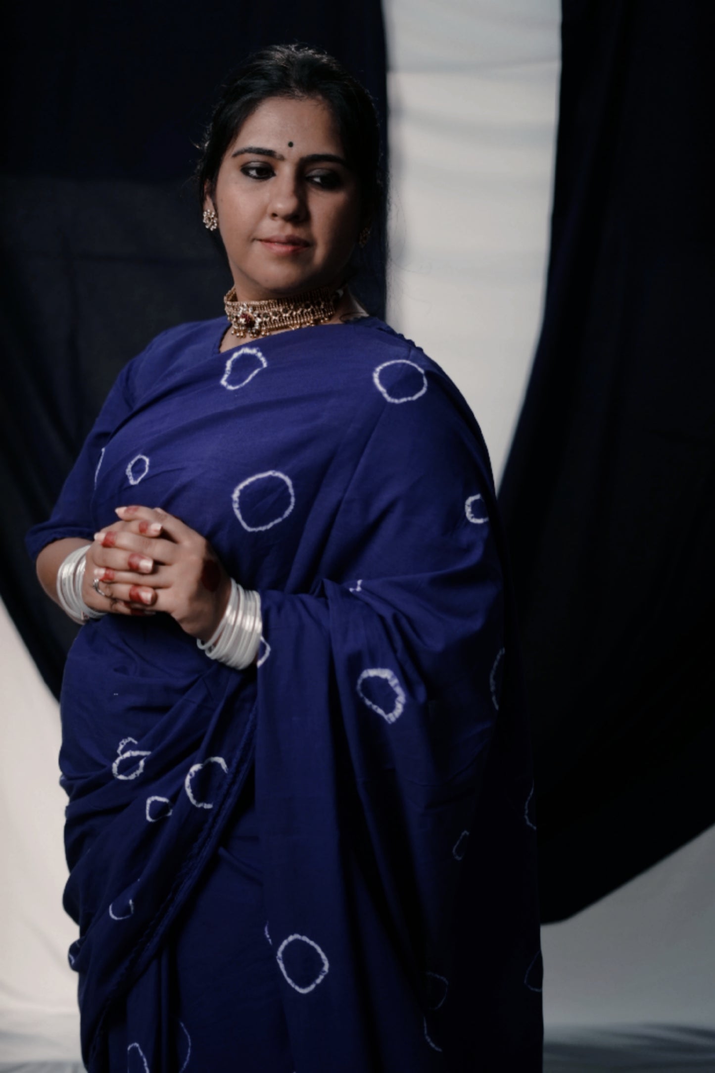 Royal Blue Tie and Dye Saree