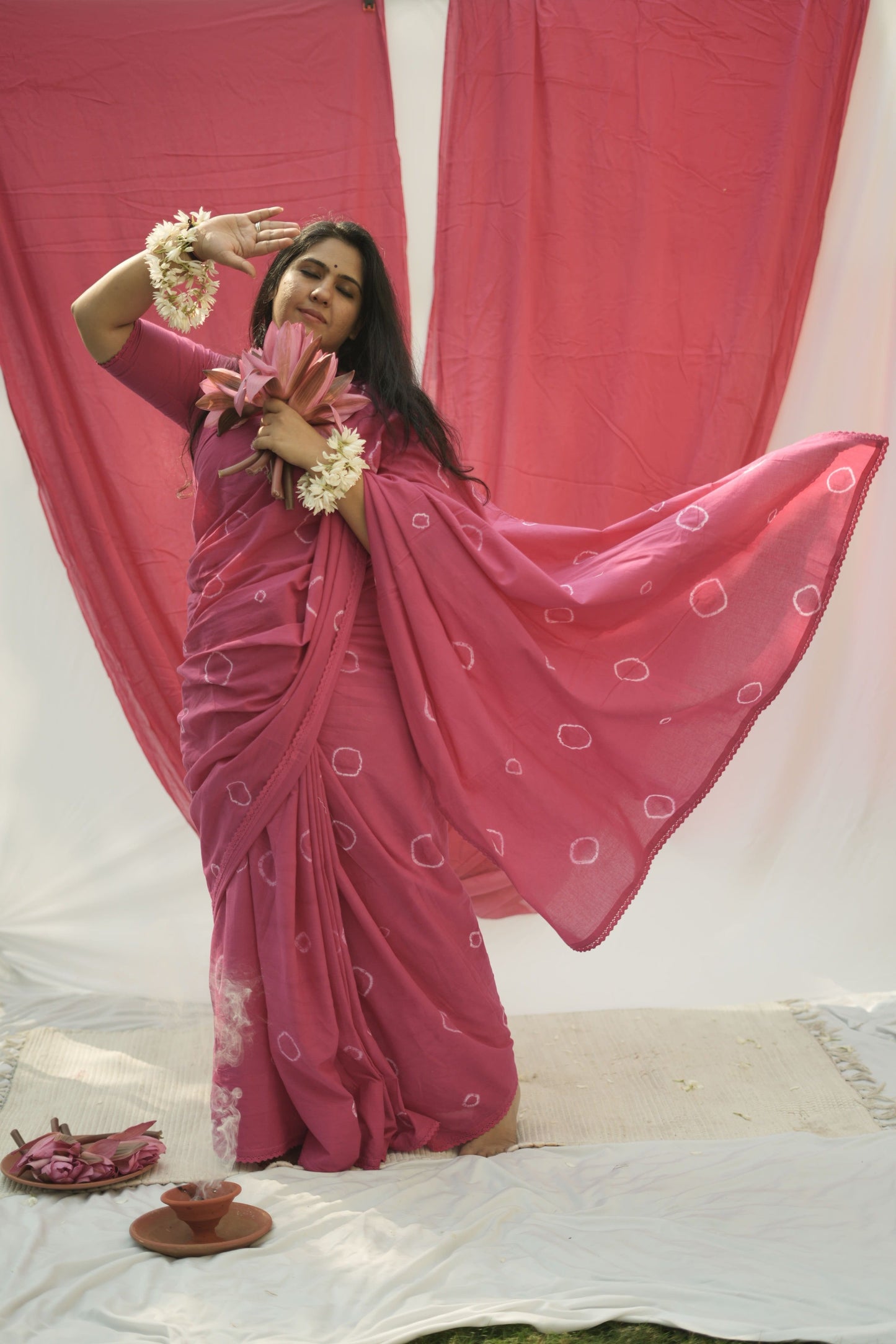 Pink Tie and Dye Saree