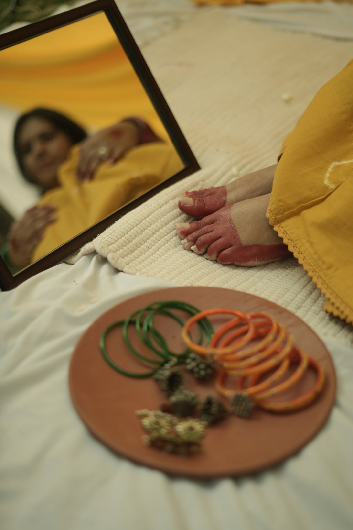 Mustard Yellow Tie and Dye Saree