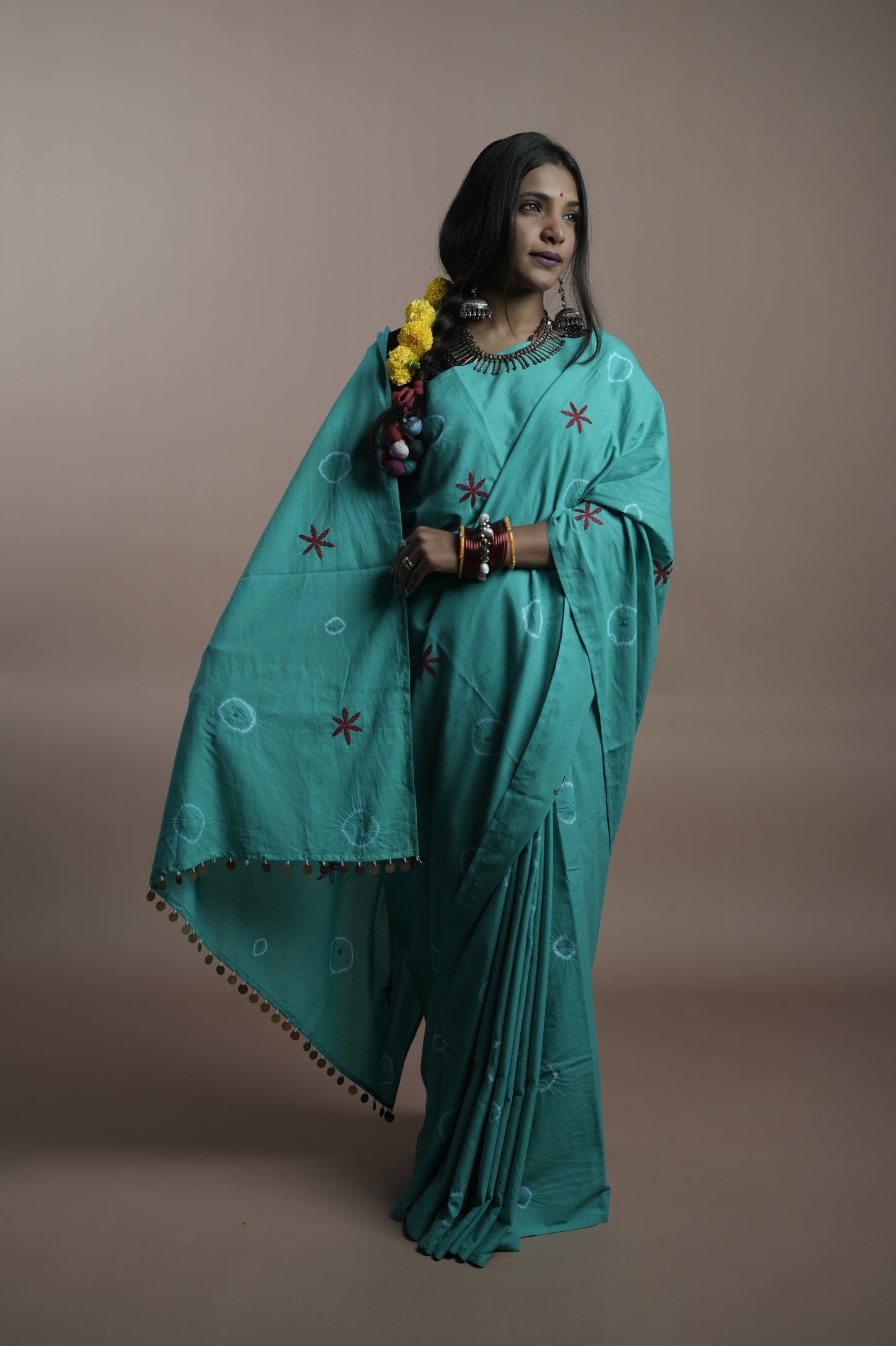 Turquoise Tie and Dye Saree