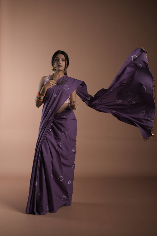 Purple Tie and Dye Saree