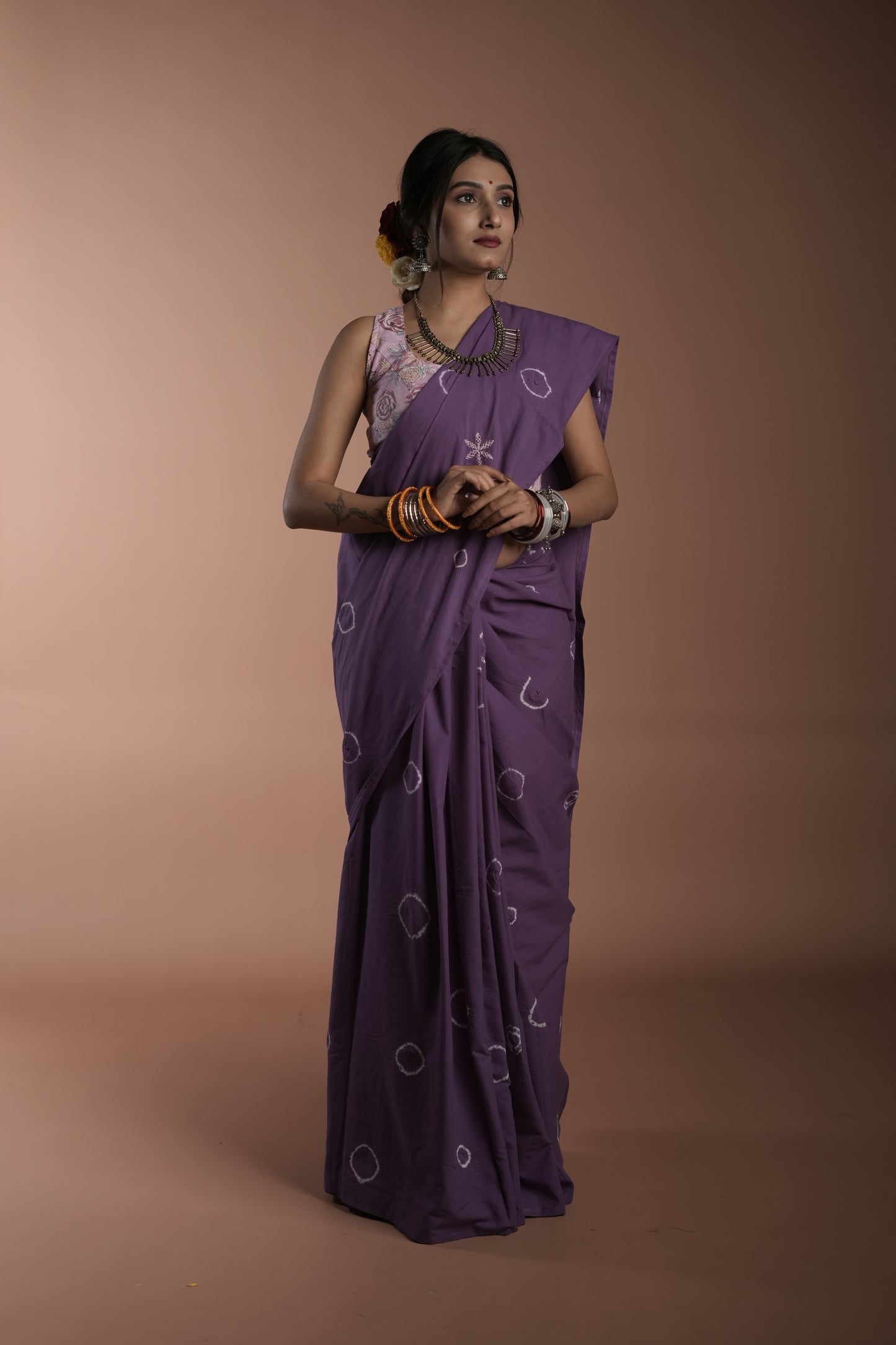 Purple Tie and Dye Saree