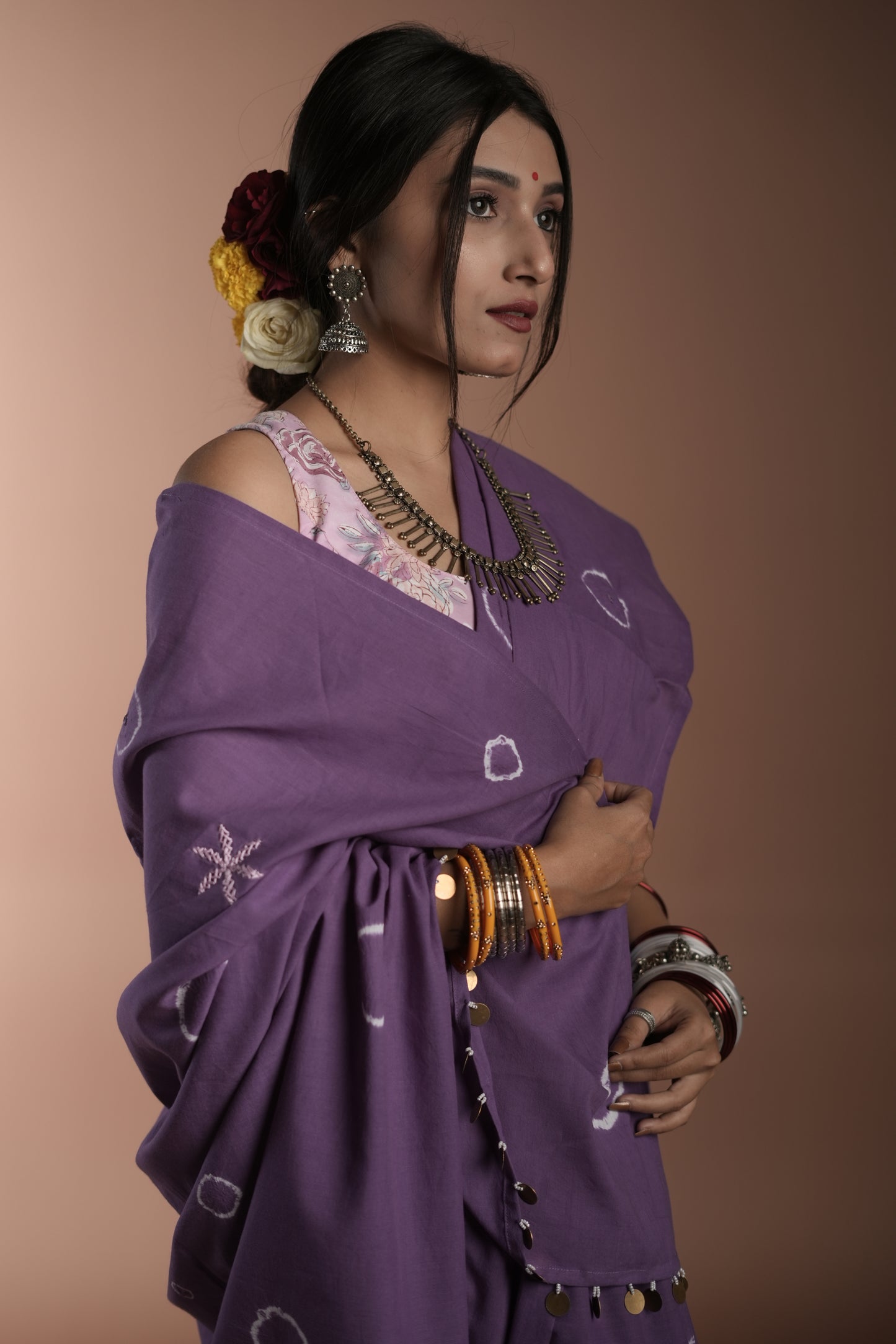 Purple Tie and Dye Saree