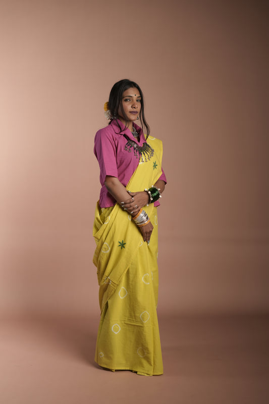 Lime Tie and Dye Saree