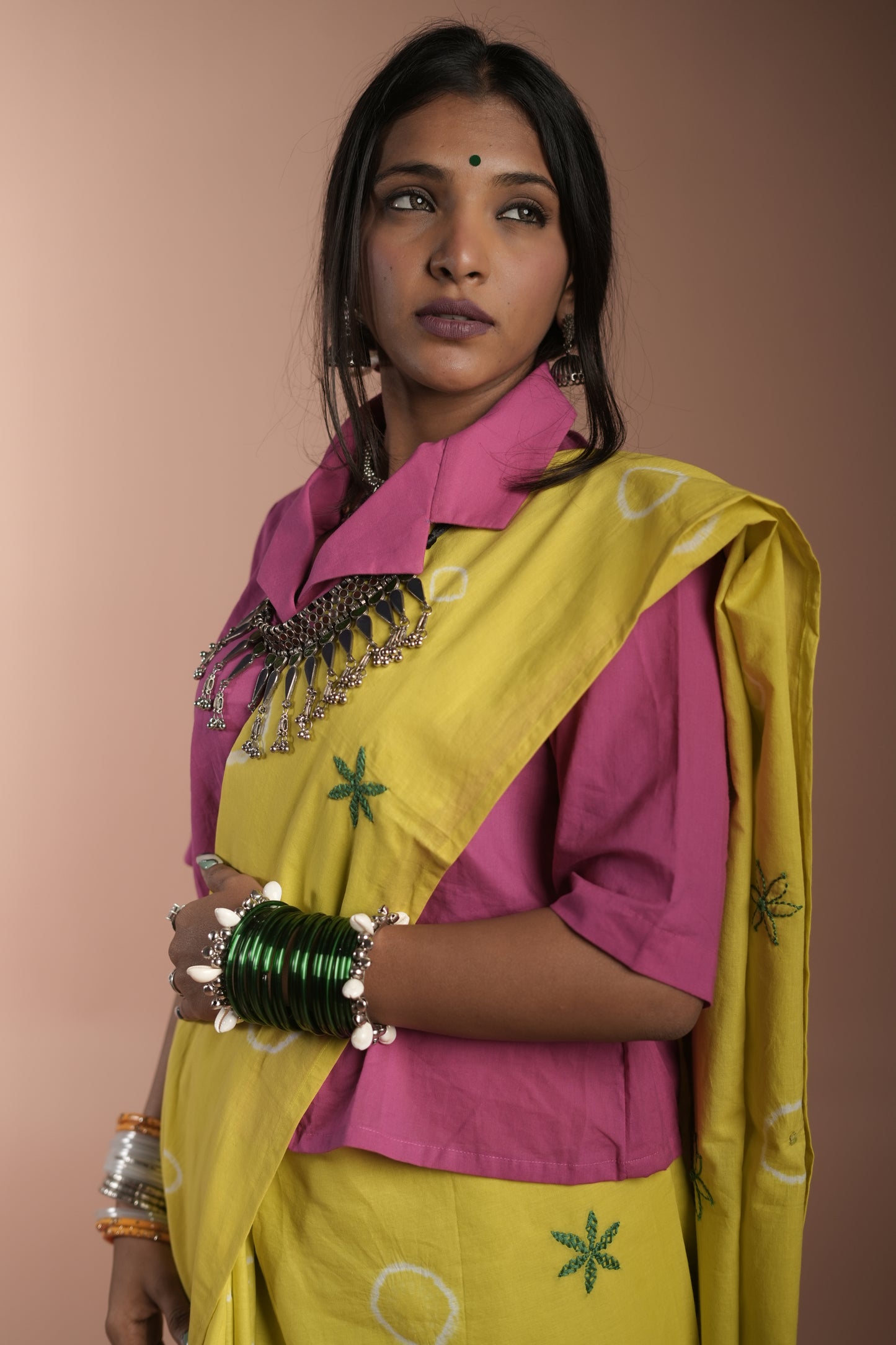 Lime Tie and Dye Saree