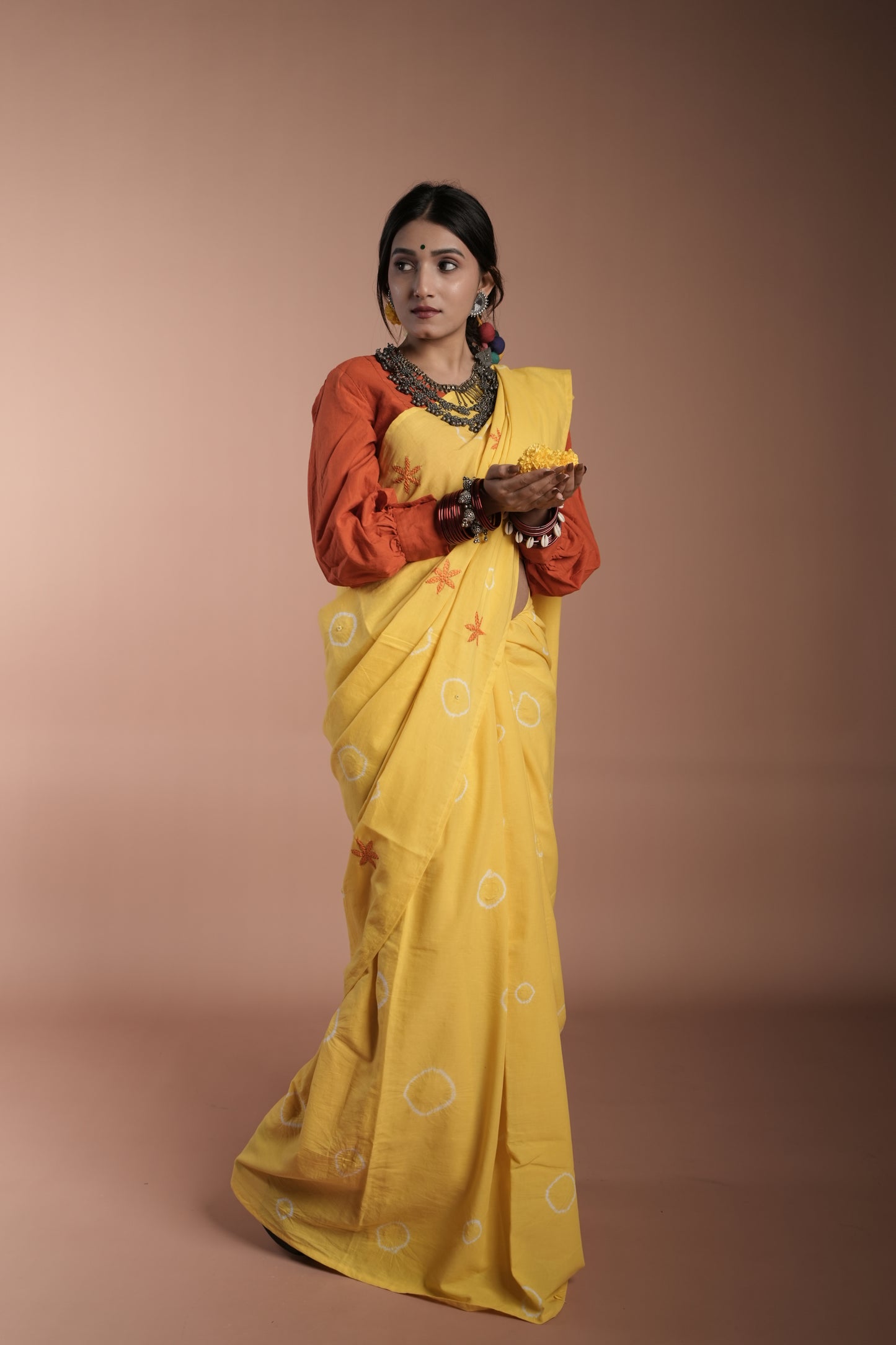 Lemon Yellow Tie and Dye Saree
