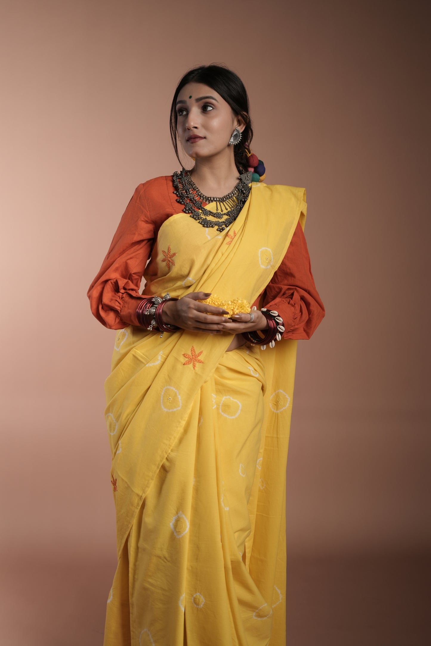 Lemon Yellow Tie and Dye Saree
