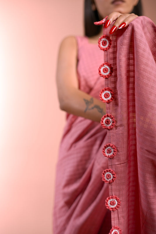 Peach Handloom Saree