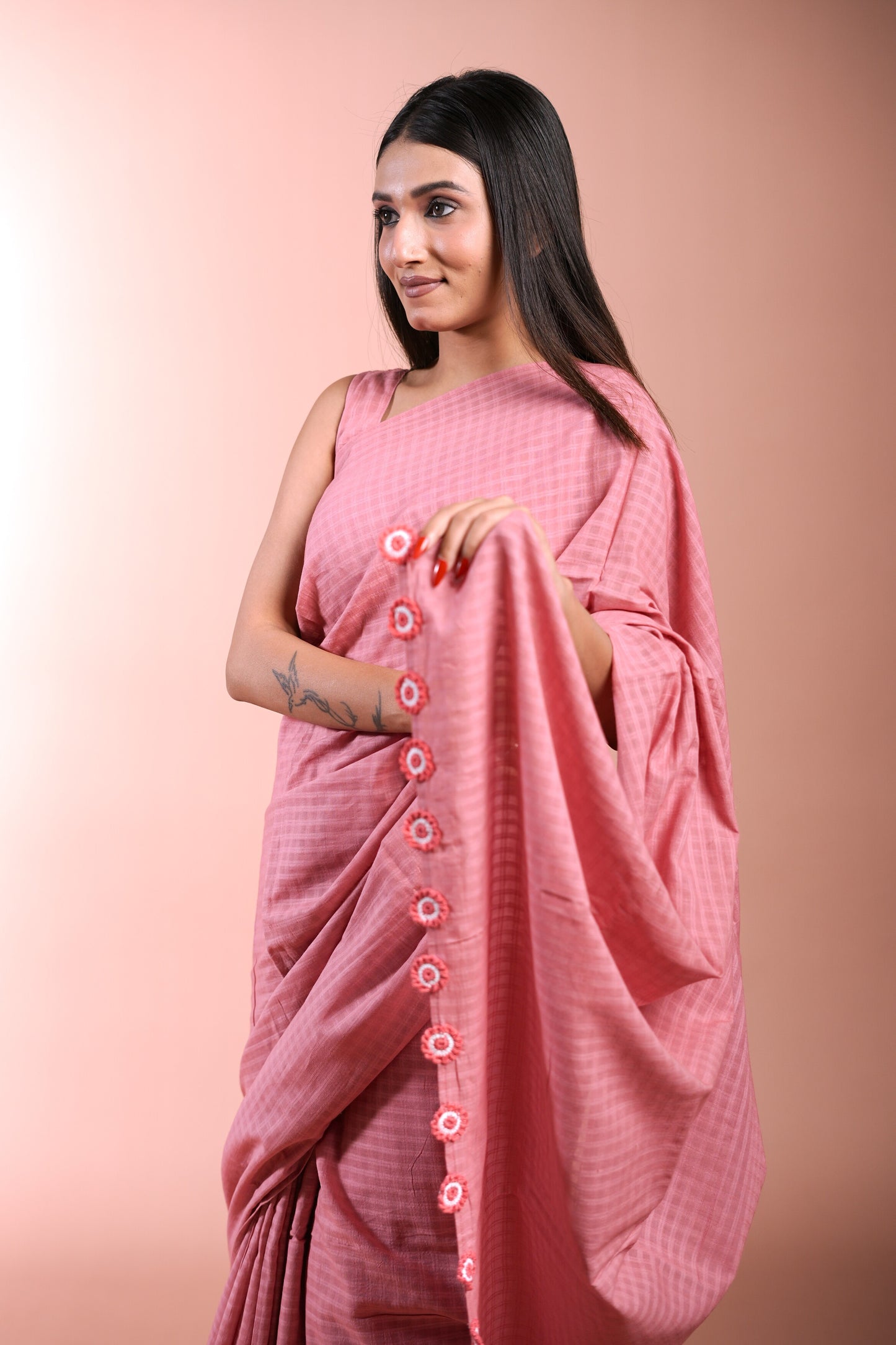 Peach Handloom Saree