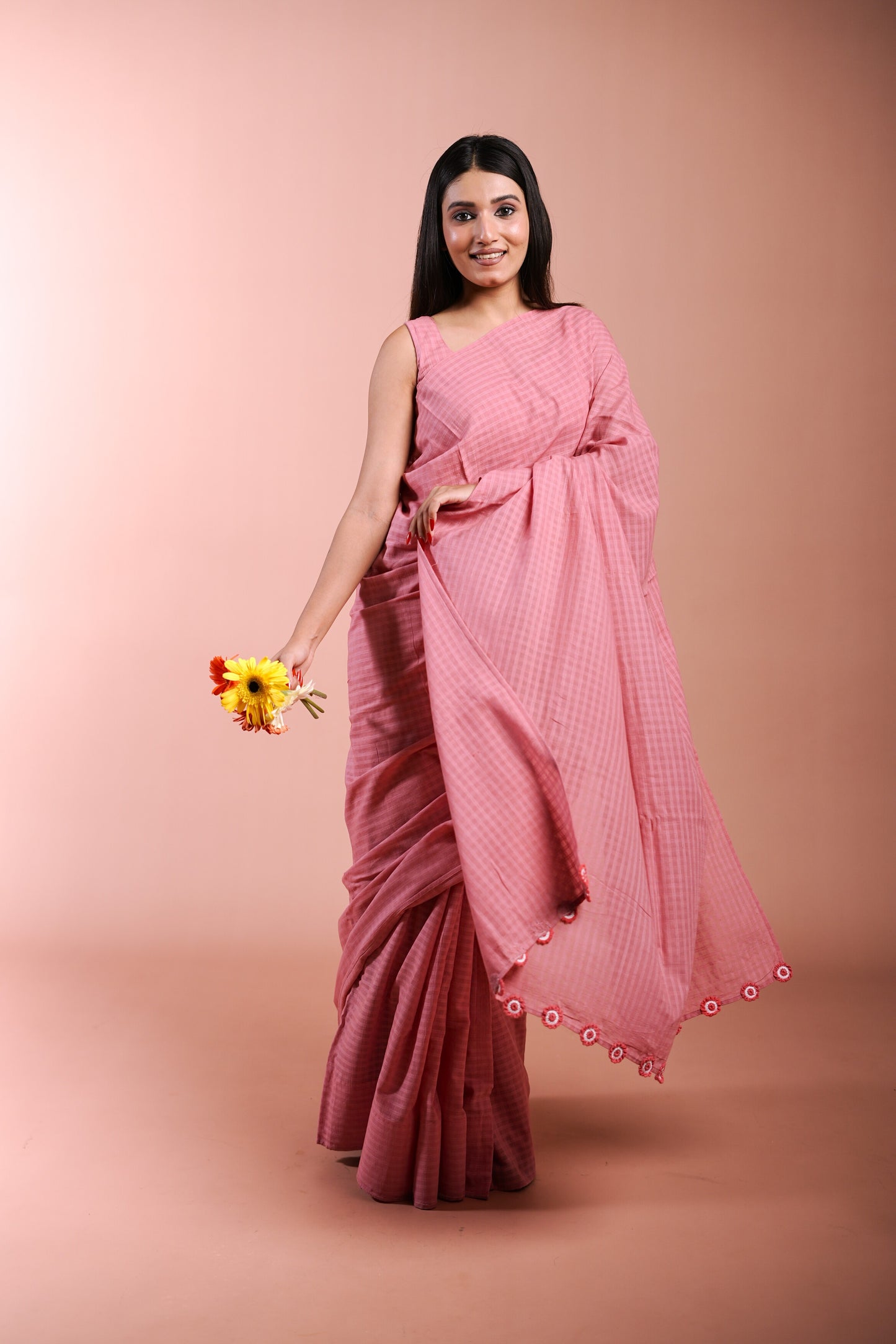 Peach Handloom Saree
