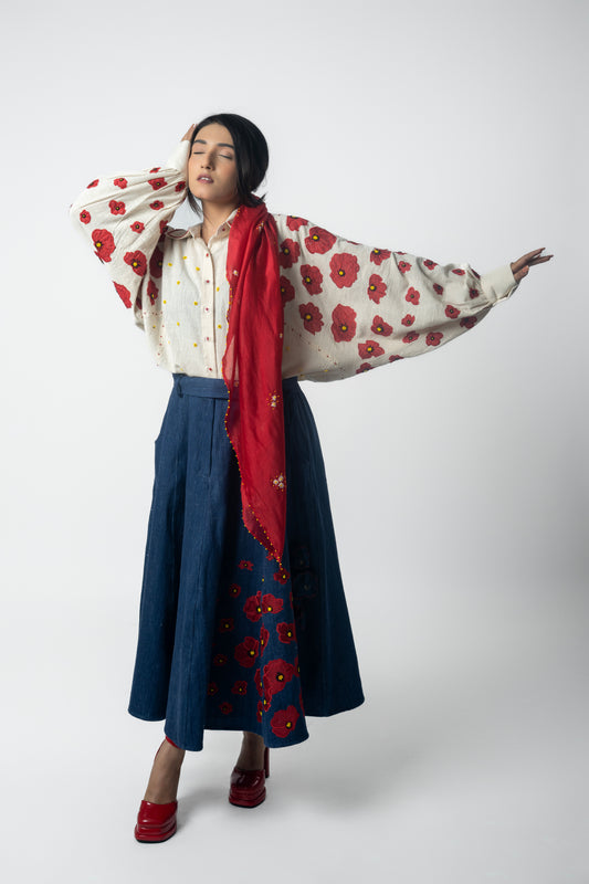 Poppy Field Shirt and Skirt Set