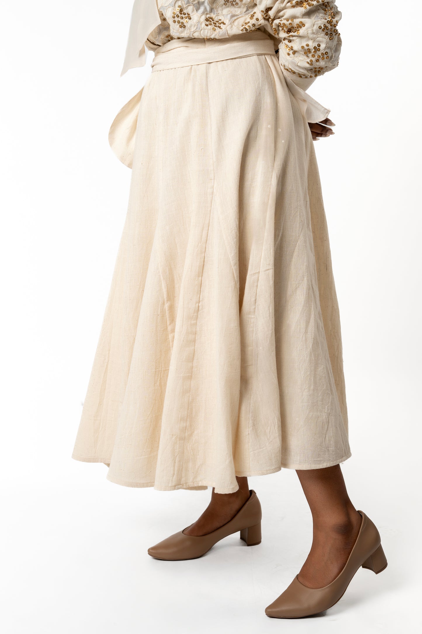 White Kala Cotton Flared Skirt