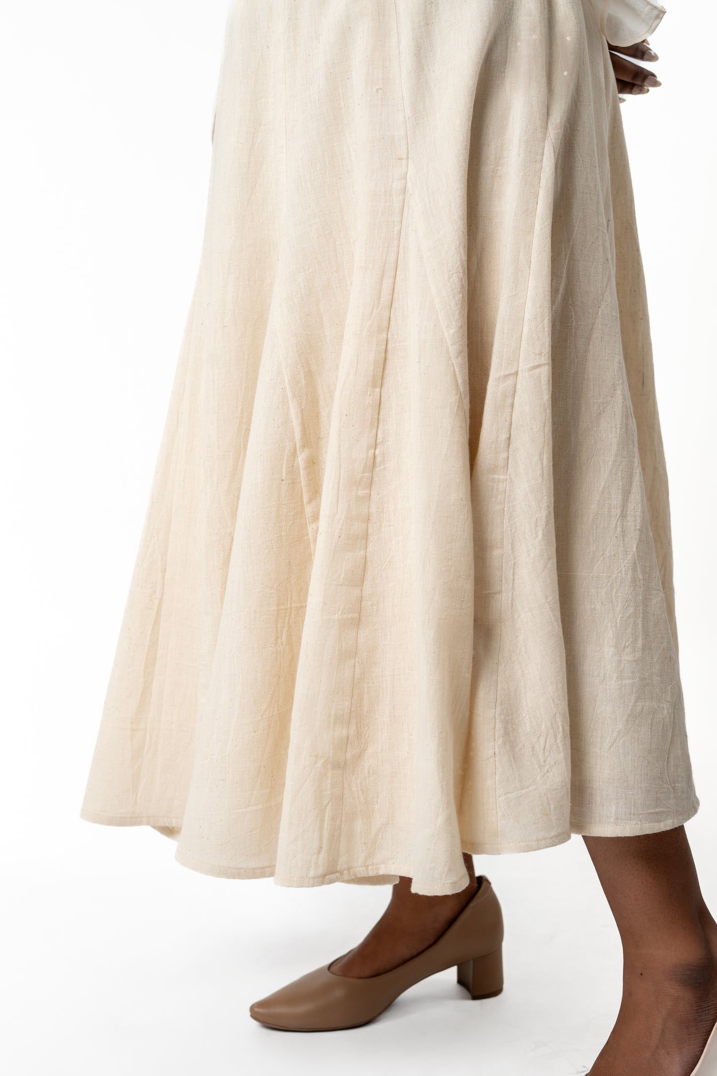 White Kala Cotton Flared Skirt