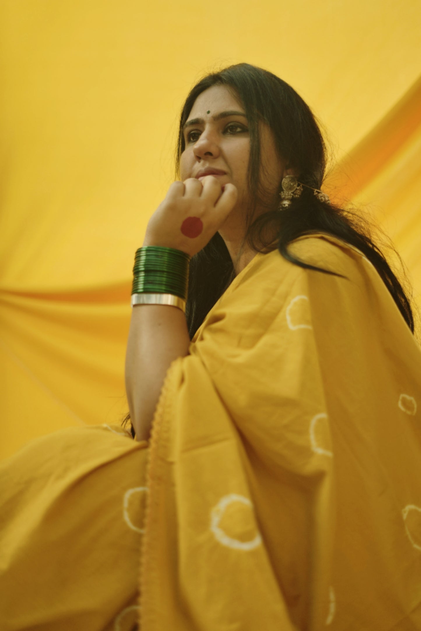 Mustard Yellow Tie and Dye Saree