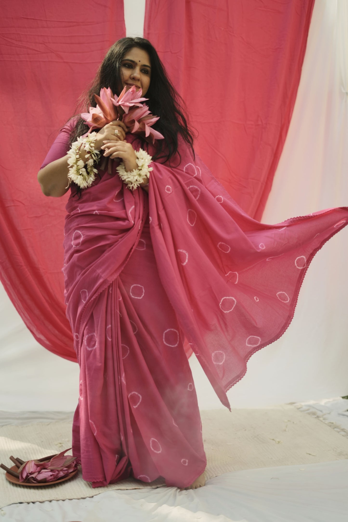 Pink Tie and Dye Saree
