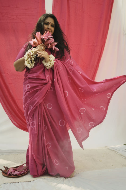 Pink Tie and Dye Saree