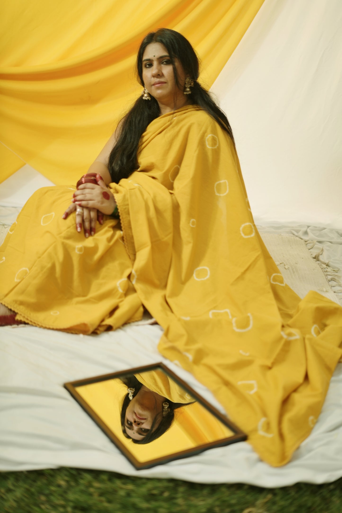 Mustard Yellow Tie and Dye Saree