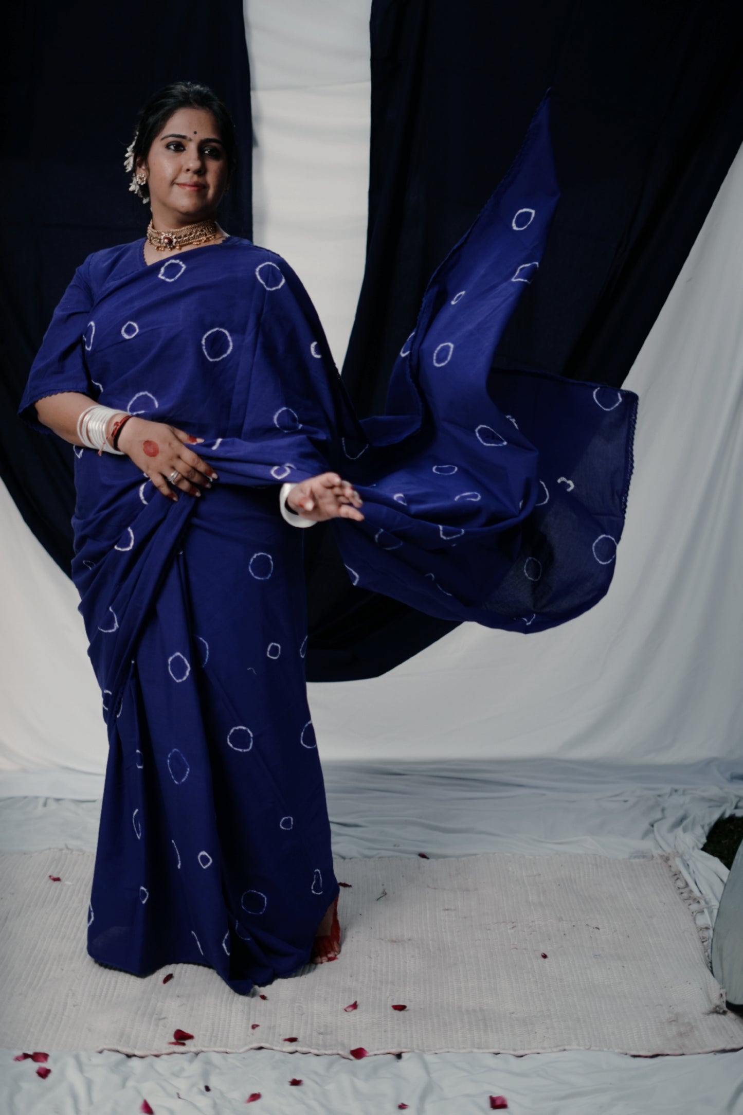Royal Blue Tie and Dye Saree