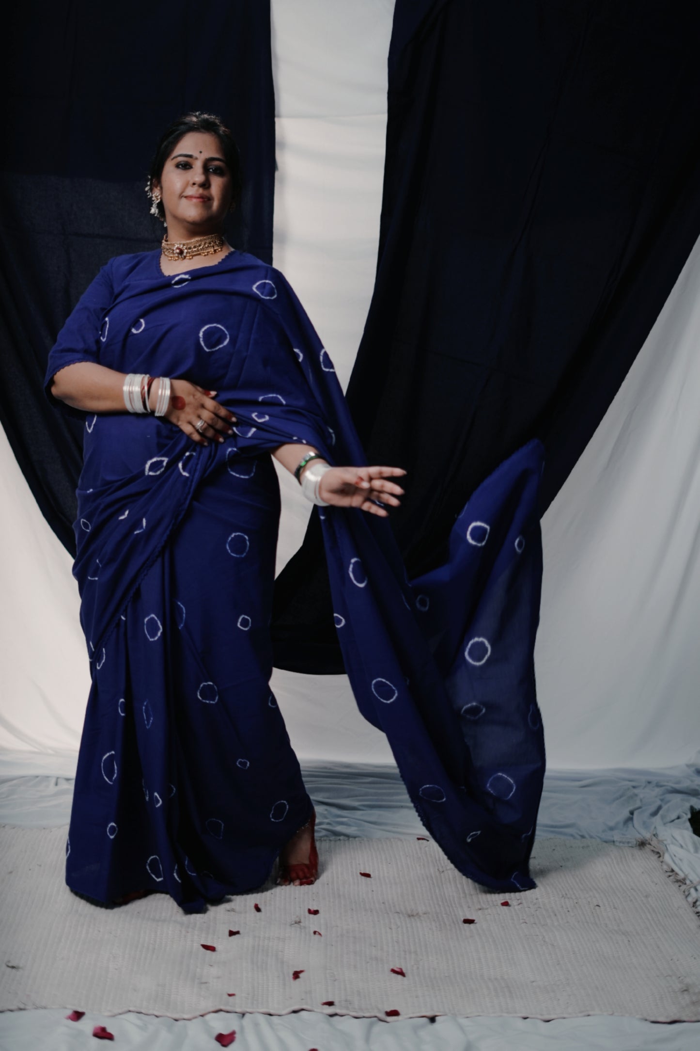 Royal Blue Tie and Dye Saree