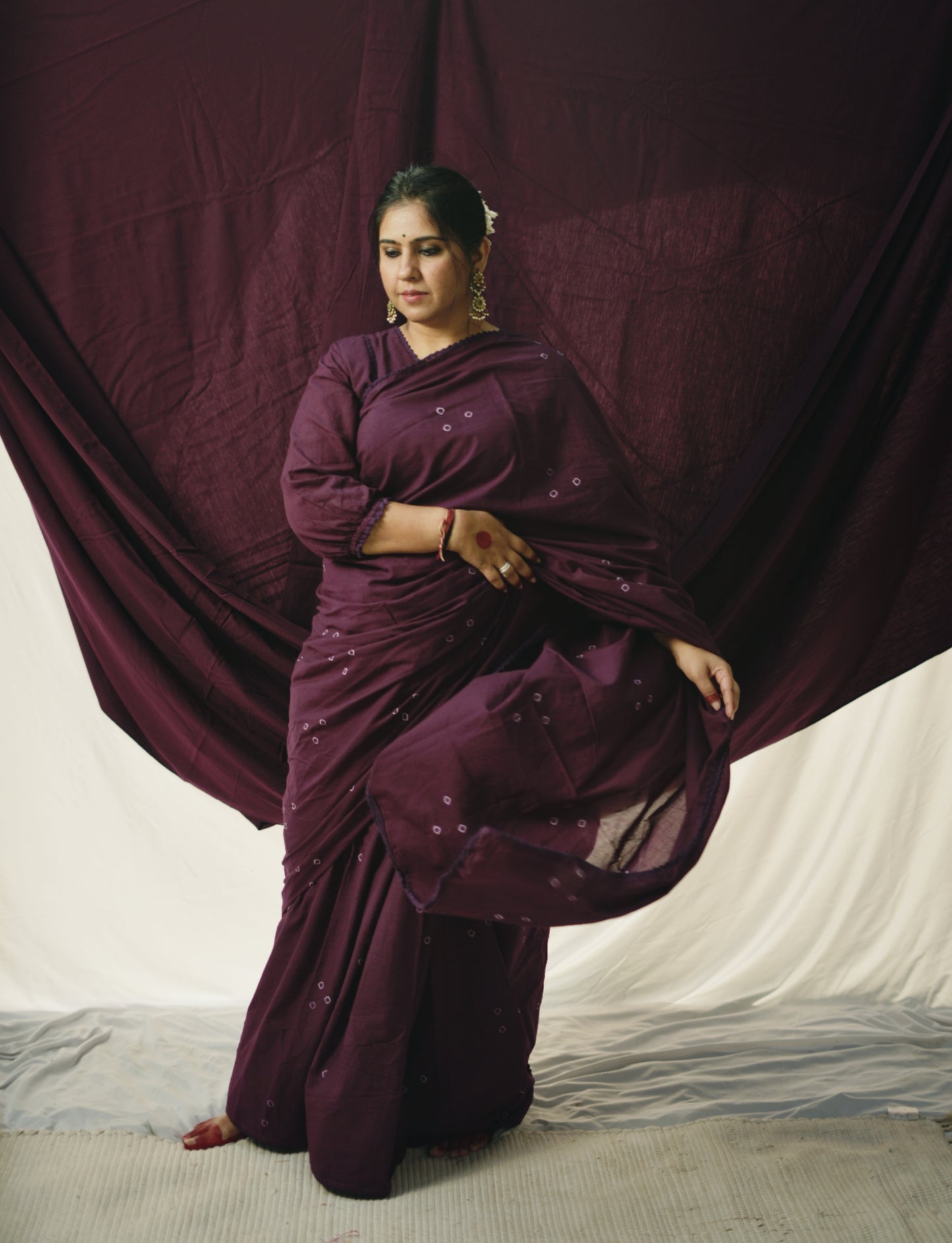 Purple Tie and Dye Saree
